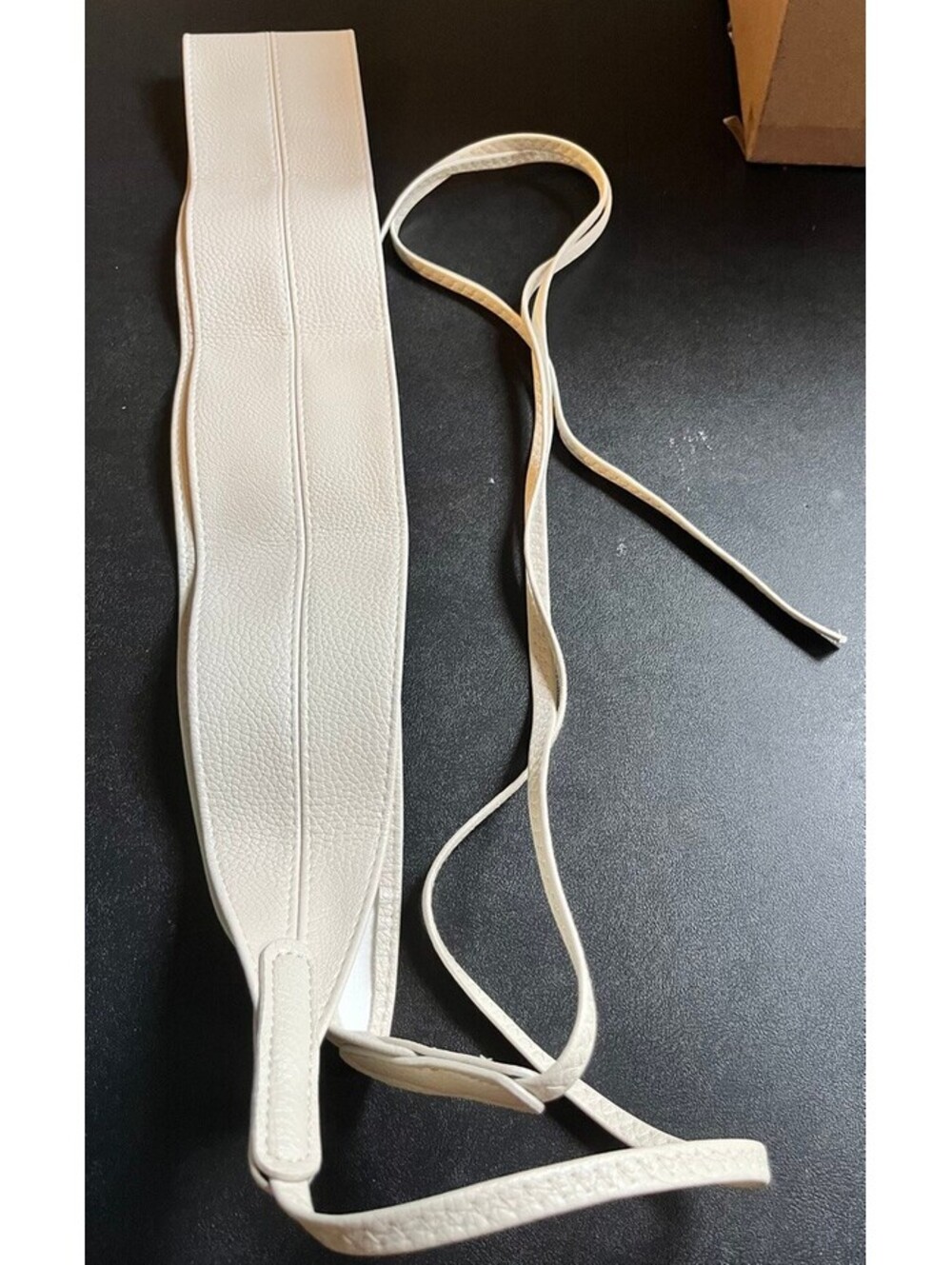 Goth Underbust Obi Belt White Faux Leather Wrap Waist Cincher Cosplay Alt Grunge